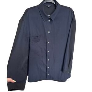 Cos NWOT Two Tone Button Down Shacket Wool Jacket Navy And Black Size Large